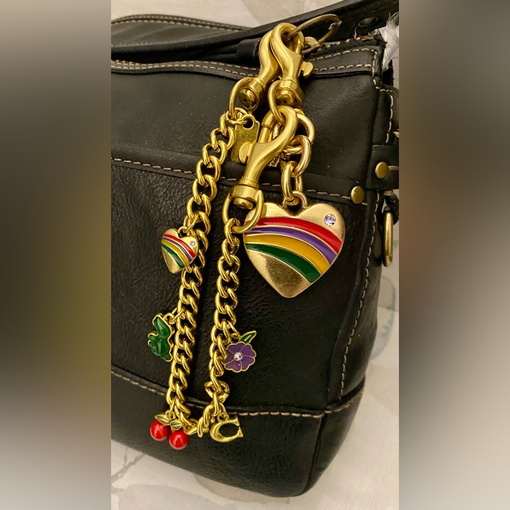 Coach Legacy Turnlock 65th Anniversary Black Leather Handbag w/Charms